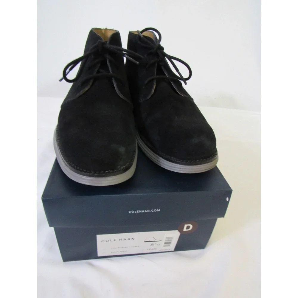 Cole Haan Chukka Boots Sz 8.5 M Lunargrand‎ Black Suede Lace Up Casual Grand Os